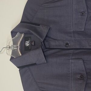 ROCK & REPUBLIC Black w/Black Trim Textured Cotton Long Sleeve Button Down Shirt